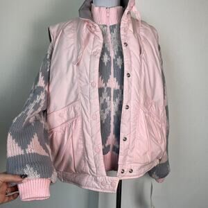 Deadstock Vintage Baby Pink and Grey Reversible Jacket and Vest